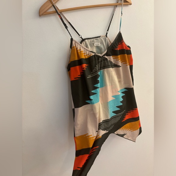 Billabong Spaghetti Strap Flowy Lined Tank Top, Size Large. Geometric Pattern. - Picture 3 of 8